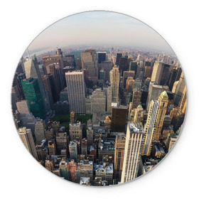 Коврик круглый с принтом New York в Белгороде, резина и полиэстер | круглая форма, изображение наносится на всю лицевую часть | america | new york | usa | америка | высотки | мегаполис | нью йорк | столица мира | сша | штаты