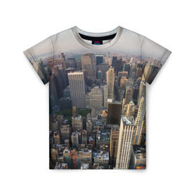 Детская футболка 3D с принтом New York в Белгороде, 100% гипоаллергенный полиэфир | прямой крой, круглый вырез горловины, длина до линии бедер, чуть спущенное плечо, ткань немного тянется | america | new york | usa | америка | высотки | мегаполис | нью йорк | столица мира | сша | штаты