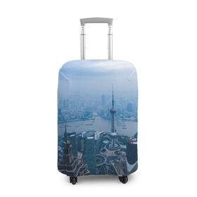 Чехол для чемодана 3D с принтом Шанхай в Белгороде, 86% полиэфир, 14% спандекс | двустороннее нанесение принта, прорези для ручек и колес | asia | china | shanghai | азия | высотки | китай | мегаполис | центр торговли | шанхай
