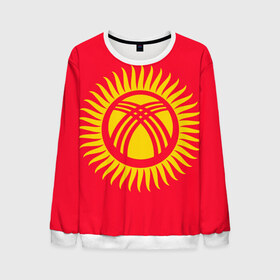 Мужской свитшот 3D с принтом Киргизия в Белгороде, 100% полиэстер с мягким внутренним слоем | круглый вырез горловины, мягкая резинка на манжетах и поясе, свободная посадка по фигуре | Тематика изображения на принте: азия | нации | страна | флаг