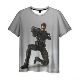 Мужская футболка 3D с принтом Адам Дженсен в Белгороде, 100% полиэфир | прямой крой, круглый вырез горловины, длина до линии бедер | deus ex | human revolution | mankind divided | адам дженсен | деус экс