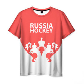 Мужская футболка 3D с принтом Russia Hockey в Белгороде, 100% полиэфир | прямой крой, круглый вырез горловины, длина до линии бедер | hockey | ru | rus | russia | russian | россия | сборная | хоккей