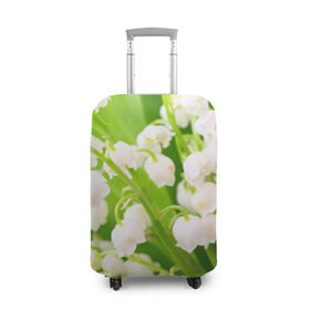 Чехол для чемодана 3D с принтом Ландыши в Белгороде, 86% полиэфир, 14% спандекс | двустороннее нанесение принта, прорези для ручек и колес | весна | ландыш | цветок
