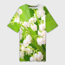 Платье-футболка 3D с принтом Ландыши в Белгороде,  |  | весна | ландыш | цветок