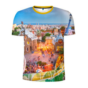 Мужская футболка 3D спортивная с принтом Barcelona в Белгороде, 100% полиэстер с улучшенными характеристиками | приталенный силуэт, круглая горловина, широкие плечи, сужается к линии бедра | europe | spain | барселона | европа | ес | испания | туризм