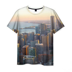 Мужская футболка 3D с принтом Нью-Йорк в Белгороде, 100% полиэфир | прямой крой, круглый вырез горловины, длина до линии бедер | america | new york | usa | америка | высотки | мегаполис | нью йорк | столица мира | сша | штаты