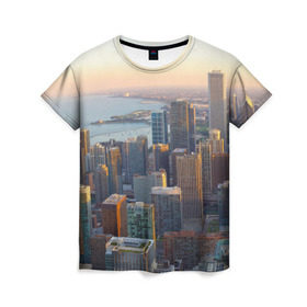 Женская футболка 3D с принтом Нью-Йорк в Белгороде, 100% полиэфир ( синтетическое хлопкоподобное полотно) | прямой крой, круглый вырез горловины, длина до линии бедер | america | new york | usa | америка | высотки | мегаполис | нью йорк | столица мира | сша | штаты