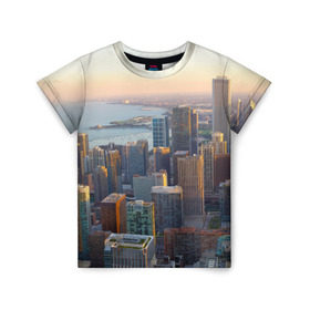 Детская футболка 3D с принтом Нью-Йорк в Белгороде, 100% гипоаллергенный полиэфир | прямой крой, круглый вырез горловины, длина до линии бедер, чуть спущенное плечо, ткань немного тянется | america | new york | usa | америка | высотки | мегаполис | нью йорк | столица мира | сша | штаты