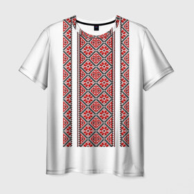Мужская футболка 3D с принтом Вышивка 13 в Белгороде, 100% полиэфир | прямой крой, круглый вырез горловины, длина до линии бедер | ukraine | вышивка | украина