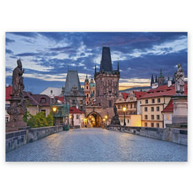 Поздравительная открытка с принтом Прага в Белгороде, 100% бумага | плотность бумаги 280 г/м2, матовая, на обратной стороне линовка и место для марки
 | czech republic | europe | prague | европа | ес | каникулы | мосты | отпуск | прага | туризм | хоккей | чехия