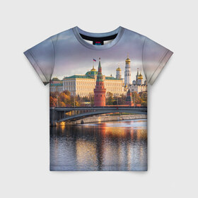 Детская футболка 3D с принтом Россия в Белгороде, 100% гипоаллергенный полиэфир | прямой крой, круглый вырез горловины, длина до линии бедер, чуть спущенное плечо, ткань немного тянется | moscow | кремль | москва | столица