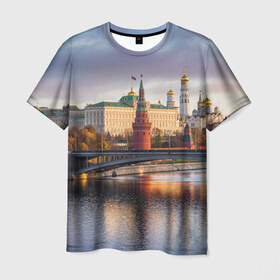 Мужская футболка 3D с принтом Россия в Белгороде, 100% полиэфир | прямой крой, круглый вырез горловины, длина до линии бедер | moscow | кремль | москва | столица