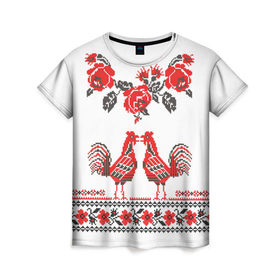 Женская футболка 3D с принтом Вышивка 25 в Белгороде, 100% полиэфир ( синтетическое хлопкоподобное полотно) | прямой крой, круглый вырез горловины, длина до линии бедер | ukraine | вышивка | украина