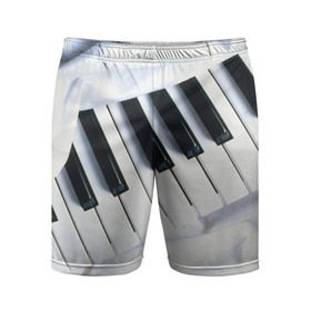 Мужские шорты 3D спортивные с принтом Клавиши в Белгороде,  |  | белая | клавиши | музыка | пианино | черная