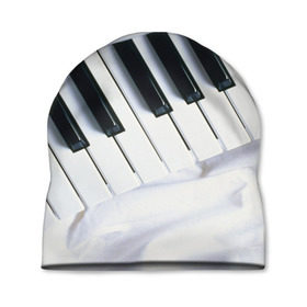 Шапка 3D с принтом Клавиши в Белгороде, 100% полиэстер | универсальный размер, печать по всей поверхности изделия | белая | клавиши | музыка | пианино | черная