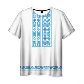 Мужская футболка 3D с принтом Вышивка 32 в Белгороде, 100% полиэфир | прямой крой, круглый вырез горловины, длина до линии бедер | belarus | беларусь | вышивка