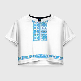Женская футболка 3D укороченная с принтом Вышивка 32 в Белгороде, 100% полиэстер | круглая горловина, длина футболки до линии талии, рукава с отворотами | belarus | беларусь | вышивка