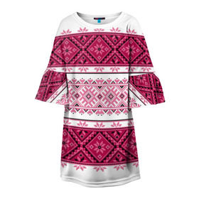 Детское платье 3D с принтом Вышивка 34 в Белгороде, 100% полиэстер | прямой силуэт, чуть расширенный к низу. Круглая горловина, на рукавах — воланы | Тематика изображения на принте: belarus | беларусь | вышивка