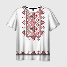 Мужская футболка 3D с принтом Вышивка 41 в Белгороде, 100% полиэфир | прямой крой, круглый вырез горловины, длина до линии бедер | Тематика изображения на принте: belarus | беларусь | вышивка