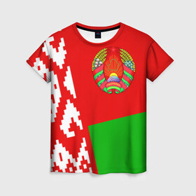Женская футболка 3D с принтом Беларусь 2 в Белгороде, 100% полиэфир ( синтетическое хлопкоподобное полотно) | прямой крой, круглый вырез горловины, длина до линии бедер | belarus | беларусь