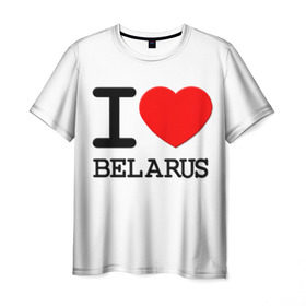 Мужская футболка 3D с принтом Люблю Беларусь 3 в Белгороде, 100% полиэфир | прямой крой, круглый вырез горловины, длина до линии бедер | belarus | love | беларусь | люблю