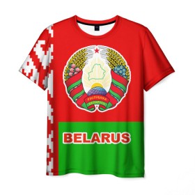 Мужская футболка 3D с принтом Belarus 5 в Белгороде, 100% полиэфир | прямой крой, круглый вырез горловины, длина до линии бедер | belarus | беларусь