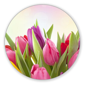 Коврик круглый с принтом Тюльпаны в Белгороде, резина и полиэстер | круглая форма, изображение наносится на всю лицевую часть | Тематика изображения на принте: 8 марта | аромат | букет | вазон | великолепие | дача | девушки | женщины | краски | красота | куст | лужайка | милые цветы | огород | палитра | прелесть | радуга | растение | тюльпаны