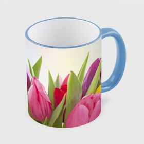 Кружка 3D с принтом Тюльпаны в Белгороде, керамика | ёмкость 330 мл | 8 марта | аромат | букет | вазон | великолепие | дача | девушки | женщины | краски | красота | куст | лужайка | милые цветы | огород | палитра | прелесть | радуга | растение | тюльпаны