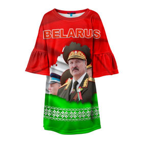 Детское платье 3D с принтом Belarus 18 в Белгороде, 100% полиэстер | прямой силуэт, чуть расширенный к низу. Круглая горловина, на рукавах — воланы | belarus | беларусь | лукашенко | президент