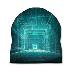 Шапка 3D с принтом Цифровой тоннель в Белгороде, 100% полиэстер | универсальный размер, печать по всей поверхности изделия | глубины сознания | интернет | коридор | матрица | оптическая иллюзия | секрет | сеть | тайна | тоннель