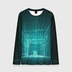 Мужской лонгслив 3D с принтом Цифровой тоннель в Белгороде, 100% полиэстер | длинные рукава, круглый вырез горловины, полуприлегающий силуэт | глубины сознания | интернет | коридор | матрица | оптическая иллюзия | секрет | сеть | тайна | тоннель