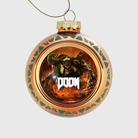 Стеклянный ёлочный шар с принтом Doom 4 Hell Cyberdemon в Белгороде, Стекло | Диаметр: 80 мм | Тематика изображения на принте: cyberdemon | demon | doom | hell | дум