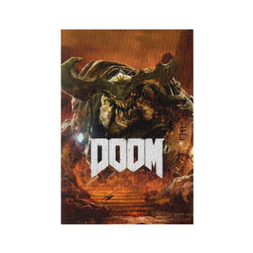 Обложка для паспорта матовая кожа с принтом Doom 4 Hell Cyberdemon в Белгороде, натуральная матовая кожа | размер 19,3 х 13,7 см; прозрачные пластиковые крепления | Тематика изображения на принте: cyberdemon | demon | doom | hell | дум