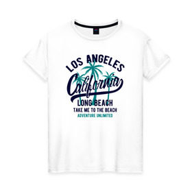 Женская футболка хлопок с принтом California в Белгороде, 100% хлопок | прямой крой, круглый вырез горловины, длина до линии бедер, слегка спущенное плечо | california