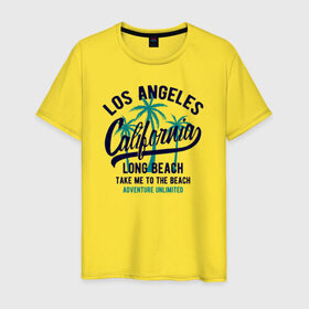 Мужская футболка хлопок с принтом California в Белгороде, 100% хлопок | прямой крой, круглый вырез горловины, длина до линии бедер, слегка спущенное плечо. | california