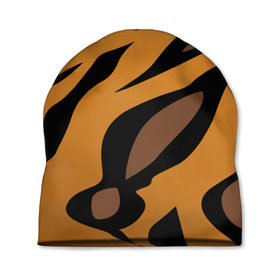 Шапка 3D с принтом Шерсть тигра в Белгороде, 100% полиэстер | универсальный размер, печать по всей поверхности изделия | оранжевый | текстура | тигр