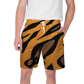 Мужские шорты 3D с принтом Шерсть тигра в Белгороде,  полиэстер 100% | прямой крой, два кармана без застежек по бокам. Мягкая трикотажная резинка на поясе, внутри которой широкие завязки. Длина чуть выше колен | Тематика изображения на принте: оранжевый | текстура | тигр
