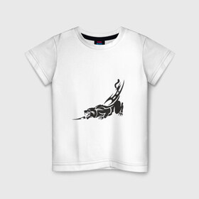 Детская футболка хлопок с принтом Рысь в Белгороде, 100% хлопок | круглый вырез горловины, полуприлегающий силуэт, длина до линии бедер | дикая кошка | клыки | когти | цвета