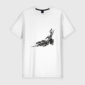 Мужская футболка премиум с принтом Рысь в Белгороде, 92% хлопок, 8% лайкра | приталенный силуэт, круглый вырез ворота, длина до линии бедра, короткий рукав | Тематика изображения на принте: дикая кошка | клыки | когти | цвета