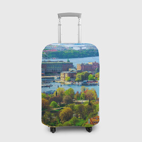 Чехол для чемодана 3D с принтом Швеция в Белгороде, 86% полиэфир, 14% спандекс | двустороннее нанесение принта, прорези для ручек и колес | europe | stockholm | sweden | европа | ес | каникулы | отпуск | стокгольм | туризм | швеция