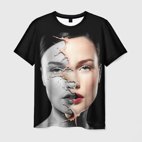 Мужская футболка 3D с принтом Сюрреализм 3 в Белгороде, 100% полиэфир | прямой крой, круглый вырез горловины, длина до линии бедер | Тематика изображения на принте: девушка | сюрреализм