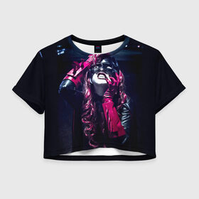 Женская футболка 3D укороченная с принтом Superheroine 3 в Белгороде, 100% полиэстер | круглая горловина, длина футболки до линии талии, рукава с отворотами | batgirl | бэтгерл