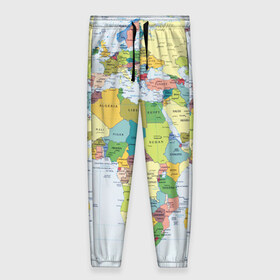 Женские брюки 3D с принтом Карта 9 в Белгороде, полиэстер 100% | прямой крой, два кармана без застежек по бокам, с мягкой трикотажной резинкой на поясе и по низу штанин. В поясе для дополнительного комфорта — широкие завязки | map | world | карта | мир