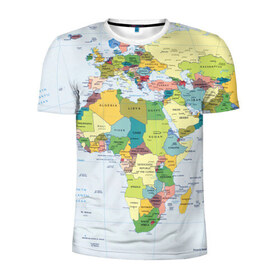 Мужская футболка 3D спортивная с принтом Карта 9 в Белгороде, 100% полиэстер с улучшенными характеристиками | приталенный силуэт, круглая горловина, широкие плечи, сужается к линии бедра | map | world | карта | мир