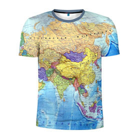 Мужская футболка 3D спортивная с принтом Карта 10 в Белгороде, 100% полиэстер с улучшенными характеристиками | приталенный силуэт, круглая горловина, широкие плечи, сужается к линии бедра | map | world | карта | мир