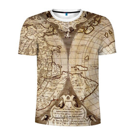 Мужская футболка 3D спортивная с принтом Карта 12 в Белгороде, 100% полиэстер с улучшенными характеристиками | приталенный силуэт, круглая горловина, широкие плечи, сужается к линии бедра | map | world | карта | мир