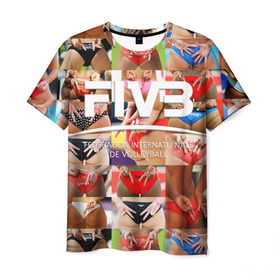Мужская футболка 3D с принтом Волейбол 1 в Белгороде, 100% полиэфир | прямой крой, круглый вырез горловины, длина до линии бедер | Тематика изображения на принте: fiv3 | volleyball | волейбол