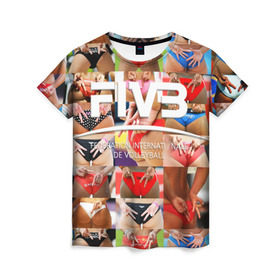 Женская футболка 3D с принтом Волейбол 1 в Белгороде, 100% полиэфир ( синтетическое хлопкоподобное полотно) | прямой крой, круглый вырез горловины, длина до линии бедер | Тематика изображения на принте: fiv3 | volleyball | волейбол