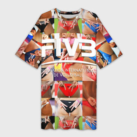 Платье-футболка 3D с принтом Волейбол 1 в Белгороде,  |  | fiv3 | volleyball | волейбол