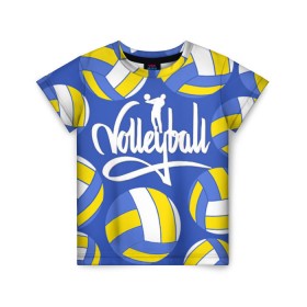 Детская футболка 3D с принтом Волейбол 6 в Белгороде, 100% гипоаллергенный полиэфир | прямой крой, круглый вырез горловины, длина до линии бедер, чуть спущенное плечо, ткань немного тянется | volleyball | волейбол